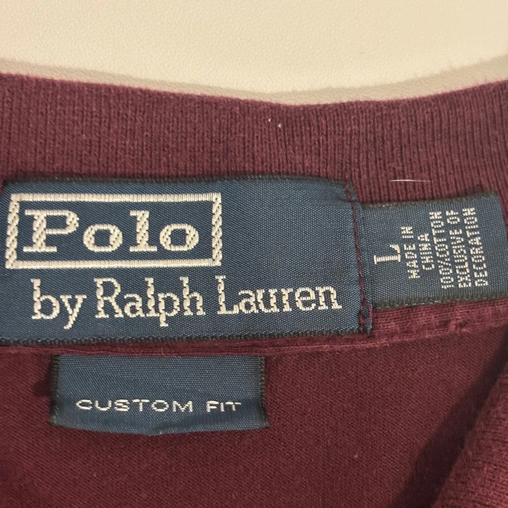 Polo Ralph Lauren Polo Shirt Mens L Burgundy Custom Fit Short Sleeve Preppy
